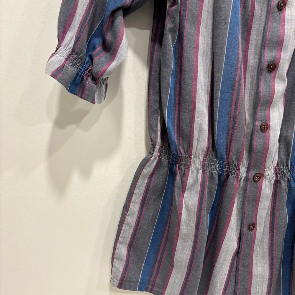 Striped Women's Blouse with Ruffle Neckline - Picture 5 of 13